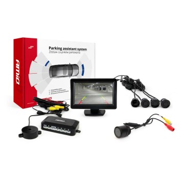 Zestaw czujników parkowania TFT01 4,3" z kamerą HD-301-IR 4 sensory czarne