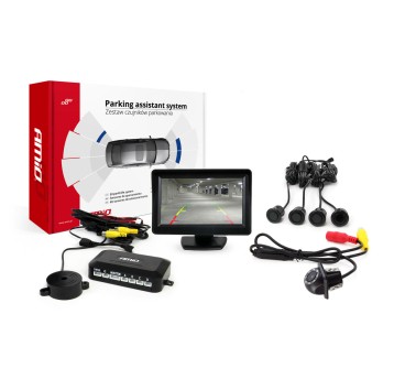 Zestaw czujników parkowania TFT01 4,3 z kamerą HD-305 LED 4 sensory czarne GOLD