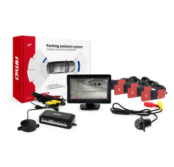 Zestaw czujników parkowania TFT01 4,3 z kamerą HD-305 LED 4 sensory czarne wewnętrzne