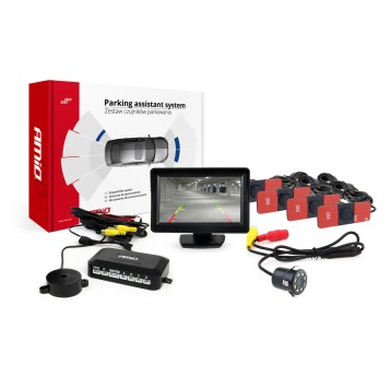 Zestaw czujników parkowania TFT01 4,3" z kamerą HD-308-LED 4 sensory czarne wewnętrzne