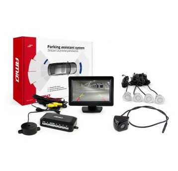 Zestaw czujników parkowania TFT01 4,3" z kamerą HD-310 4 sensory srebrne