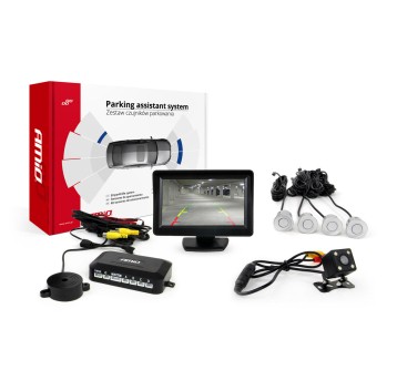 Zestaw czujników parkowania TFT01 4,3 z kamerą HD-315-LED 4 sensory srebrne