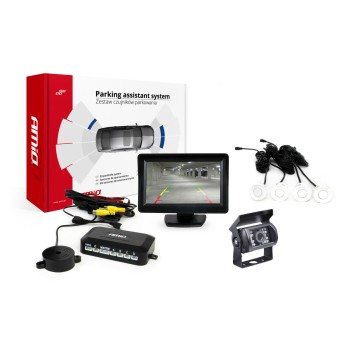 Zestaw czujników parkowania TFT01 4,3" z kamerą HD-501-IR 4 sensory białe