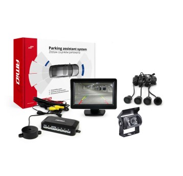 Zestaw czujników parkowania TFT01 4,3 z kamerą HD-501-IR 4 sensory czarne GOLD