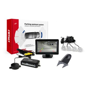 Zestaw czujników parkowania TFT01 4,3" z kamerą HD-502-IR 4 sensory srebrne