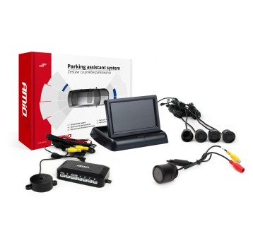 Zestaw czujników parkowania TFT02 4,3" z kamerą HD-301-IR 4 sensory czarne