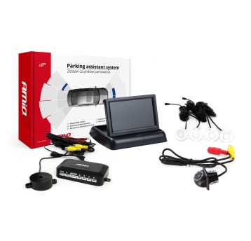 Zestaw czujników parkowania TFT02 4,3 z kamerą HD-305-LED 4 sensory białe