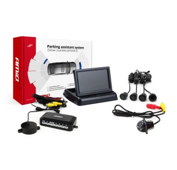 Zestaw czujników parkowania TFT02 4,3 z kamerą HD-305-LED 4 sensory czarne GOLD