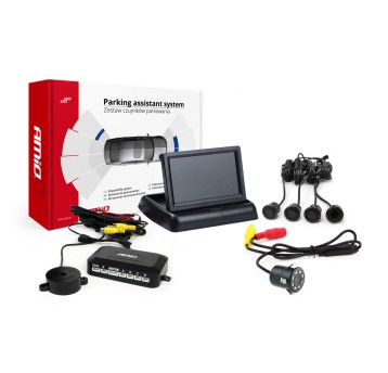 Zestaw czujników parkowania TFT02 4,3" z kamerą HD-308-LED 4 sensory czarne "GOLD"