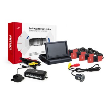 Zestaw czujników parkowania TFT02 4,3 z kamerą HD-308-LED 4 sensory czarne wewnętrzne