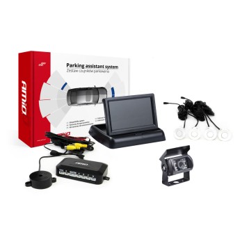 Zestaw czujników parkowania TFT02 4,3 z kamerą HD-501-IR 4 sensory białe