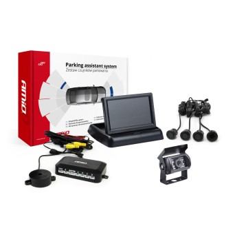 Zestaw czujników parkowania TFT02 4,3" z kamerą HD-501-IR 4 sensory czarne "GOLD"