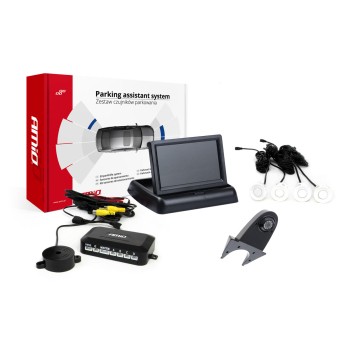 Zestaw czujników parkowania TFT02 4,3 z kamerą HD-502-IR 4 sensory białe
