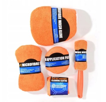 ZESTAW DO MYCIA SAMOCHODU CZYSZCZENIA AUTA DETAILING GABKA RĘKAWICA FELG