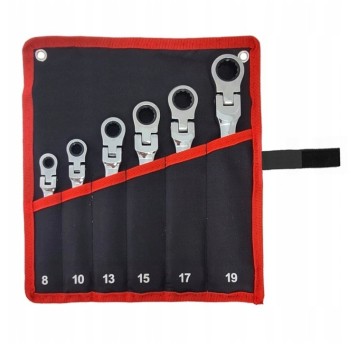 Zestaw Klucz Klucze płaskie płasko oczkowe Łamane Grzechotka 8-19mm Mocne