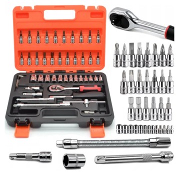 ZESTAW KLUCZY NASADOWYCH NARZĘDZIA KLUCZE GRZECHOTKA TORX BITY 46 EL