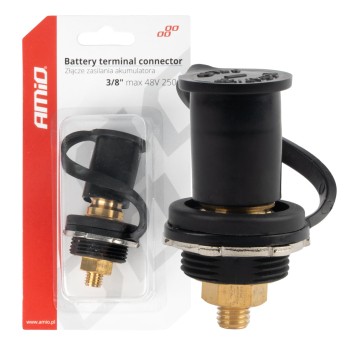 Złącze zasilania akumulatora czarne minus z zaślepką 38 M10 12V 24V 48V 250A AMIO-03813